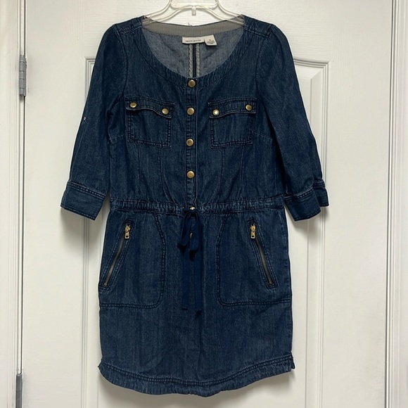 DKNY Denim Cinch Waist Denim Dress - Picture 1 of 13
